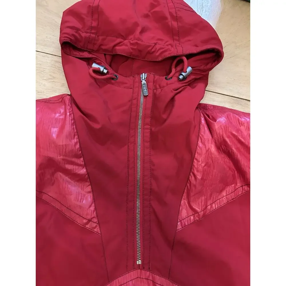 VTG 80s Red Ski Jacket Diamond Aztec Retro Hooded GORGEOUS Parka Snow Outdoor L